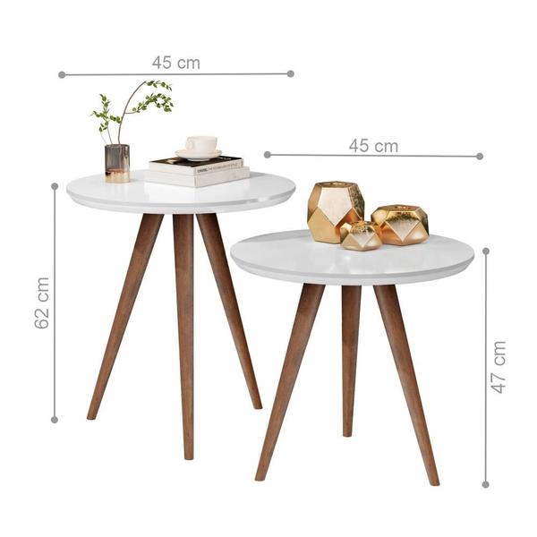 Imagem de Conjunto Mesa Lateral Sofá Sala Pés Palito