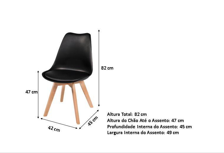 Imagem de Conjunto Mesa Leda 90 cm Preta + 4 cadeiras Leda Pretas