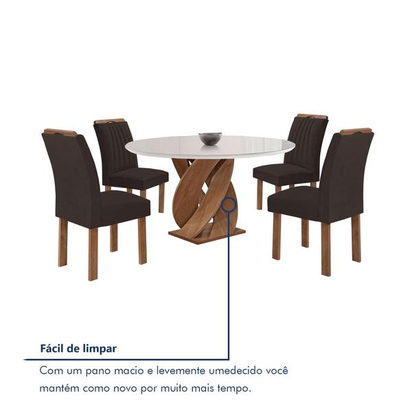 Imagem de Conjunto Mesa Luna 100cm com 4 Cadeiras Arizona Tampo Redondo Plus com Vidro