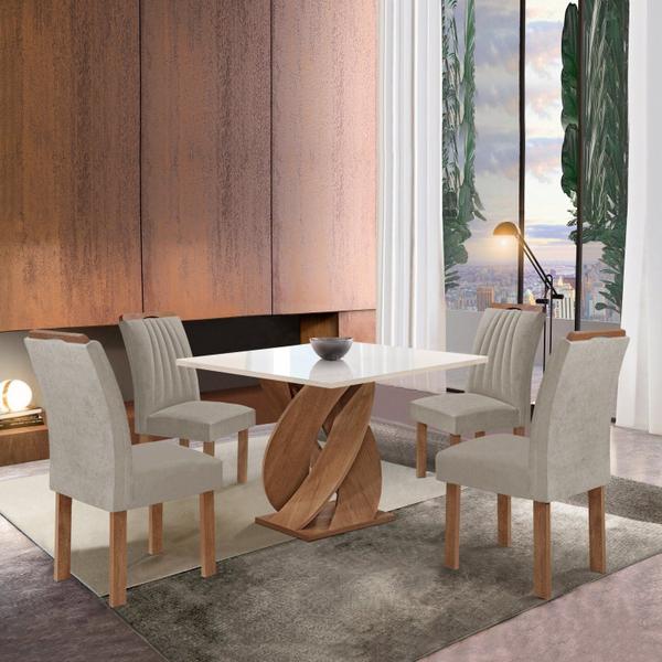 Imagem de Conjunto Mesa Luna 100cm com 4 Cadeiras Arizona Tampo Slim Plus com Vidro