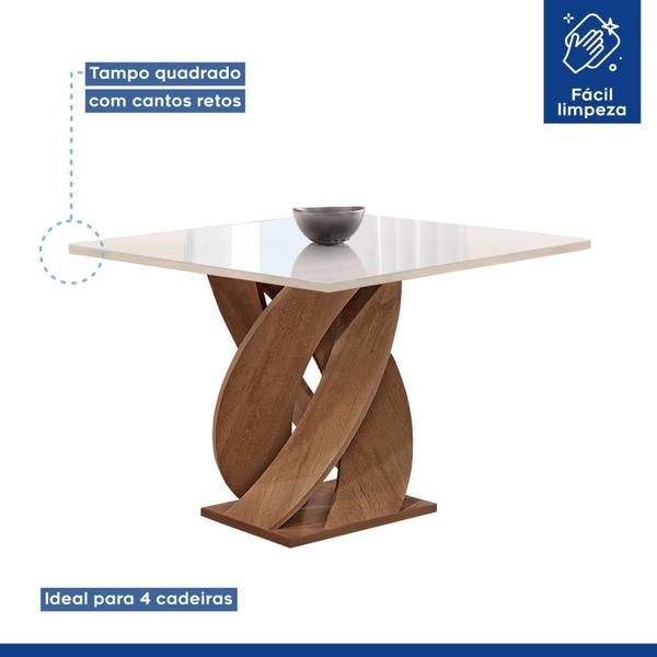 Imagem de Conjunto Mesa Luna 100cm com 4 Cadeiras Arizona Tampo Slim Plus com Vidro