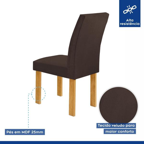 Imagem de Conjunto Mesa Luna 100cm com 4 Cadeiras Canela Tampo Slim Plus com Vidro