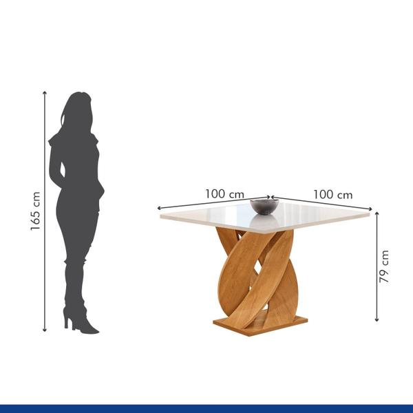 Imagem de Conjunto Mesa Luna 100cm com 4 Cadeiras Canela Tampo Slim Plus com Vidro