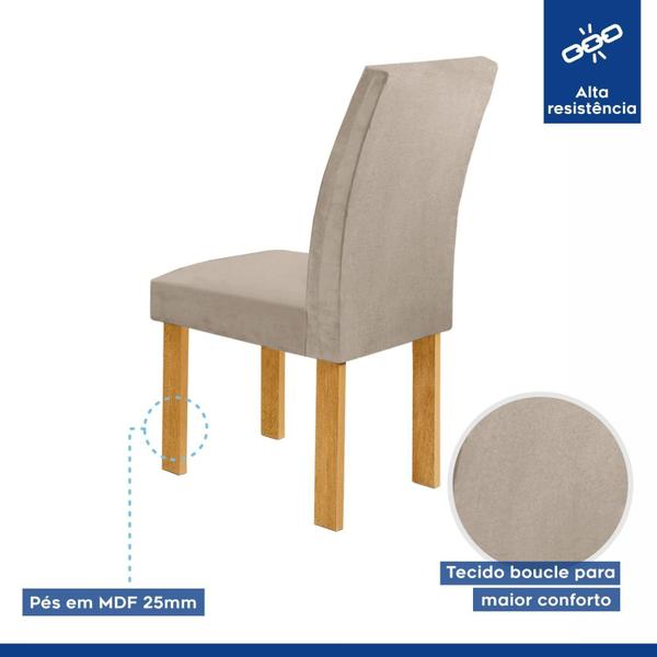 Imagem de Conjunto Mesa Luna 100cm com 4 Cadeiras Canela Tampo Slim Plus com Vidro