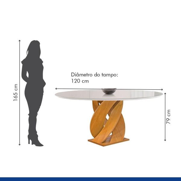 Imagem de Conjunto Mesa Luna 120cm com 6 Cadeiras Arizona Tampo Redondo Plus com Vidro