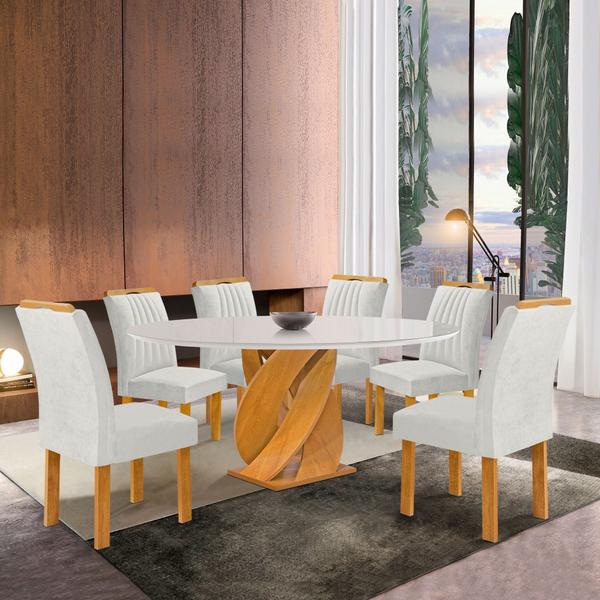 Imagem de Conjunto Mesa Luna 120cm com 6 Cadeiras Arizona Tampo Redondo Plus com Vidro