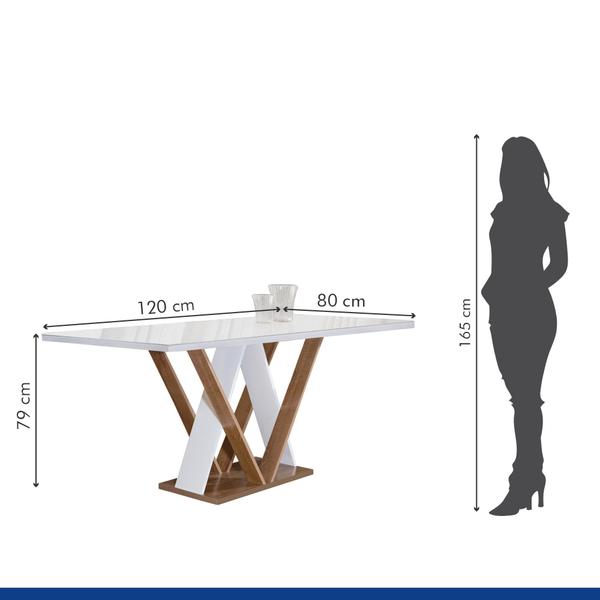 Imagem de Conjunto Mesa Manuela 120cm com 4 Cadeiras Canela Tampo Dakota Plus com Vidro Yescasa