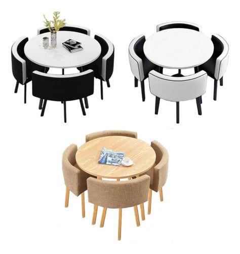 Conjunto Mesa Minimalista Com 4 Cadeiras Compacta 1m2 - ABM