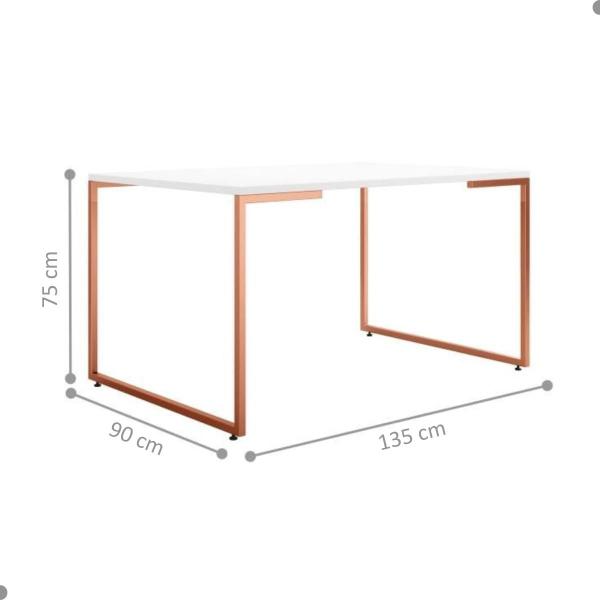 Imagem de Conjunto Mesa Minimalista e Estante Ártemis Branco Cobre