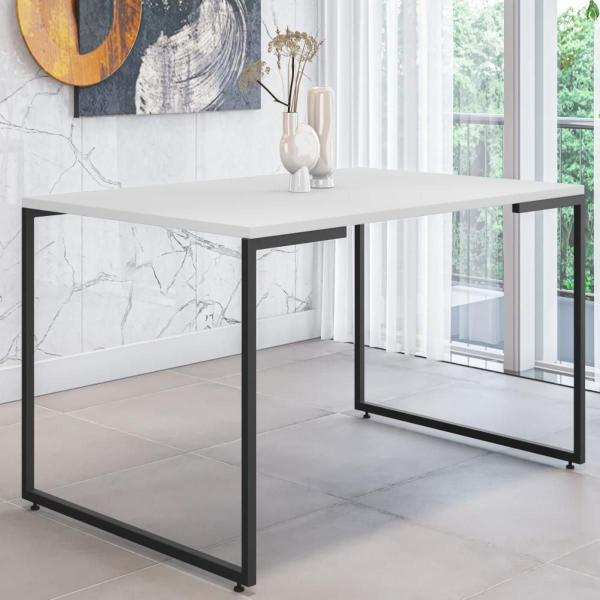 Imagem de Conjunto Mesa Minimalista e Estante Ártemis Branco Preto