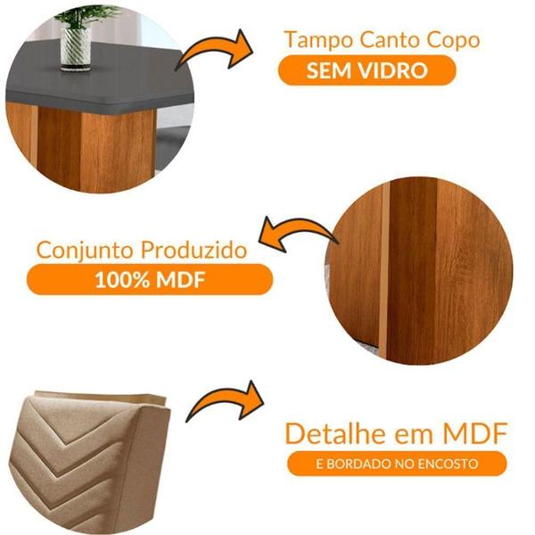 Imagem de Conjunto Mesa Olímpia 90cm Tampo Em Mdf 4cad Grafite