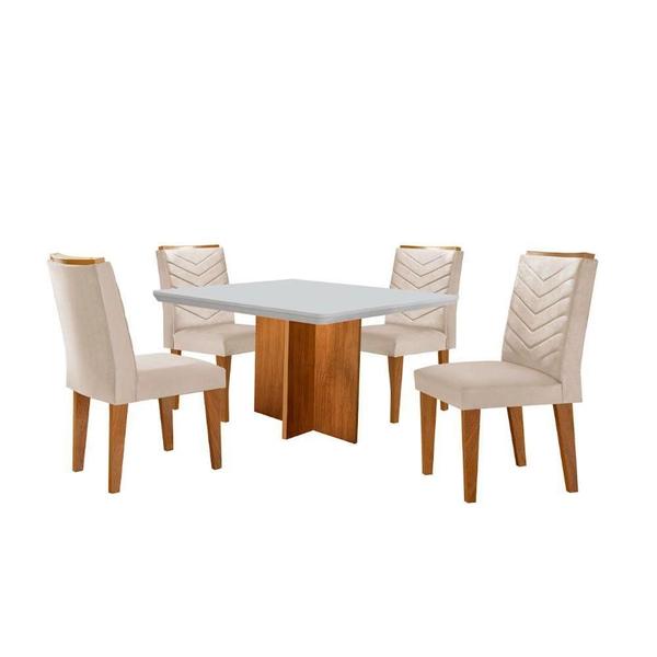 Imagem de Conjunto Mesa Olímpia 90cm Tampo Mdf 4 Cadeiras Creme