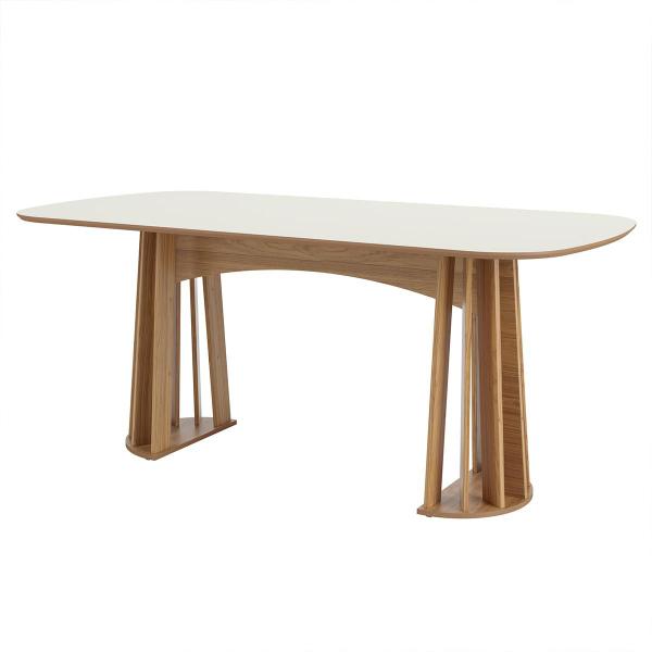 Imagem de Conjunto Mesa Oval 6 Cadeiras de Jantar Tela no Enconto 100% MDF Off White Dalla Costa