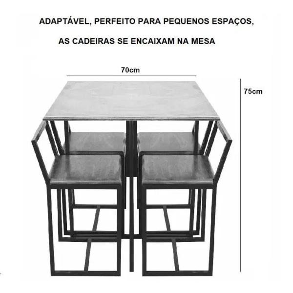 Imagem de Conjunto Mesa Preta 4 Cadeiras Pequena Pinus Industrial Black