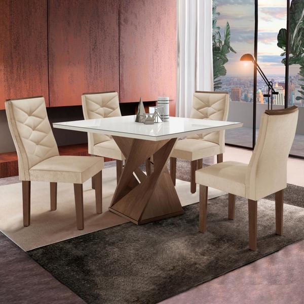 Imagem de Conjunto Mesa Quadrada com Vidro e 4 Cadeiras 100cmx100cm Barcelona Yescasa