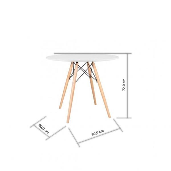 Imagem de Conjunto Mesa Redonda 90cm Tampo em Mdf 4 Cadeiras Pp Base Madeira Eames Dsw-m