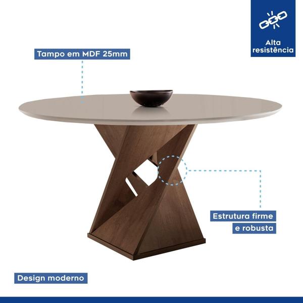 Imagem de Conjunto Mesa Redonda com 4 Cadeiras Tampo MDF Barcelona Yescasa