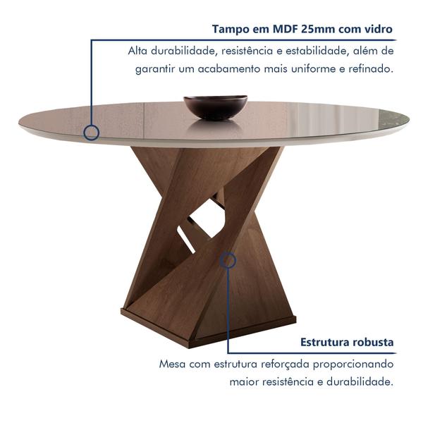 Imagem de Conjunto Mesa Redonda com Vidro e 4 Cadeiras Tampo Barcelona Yescasa