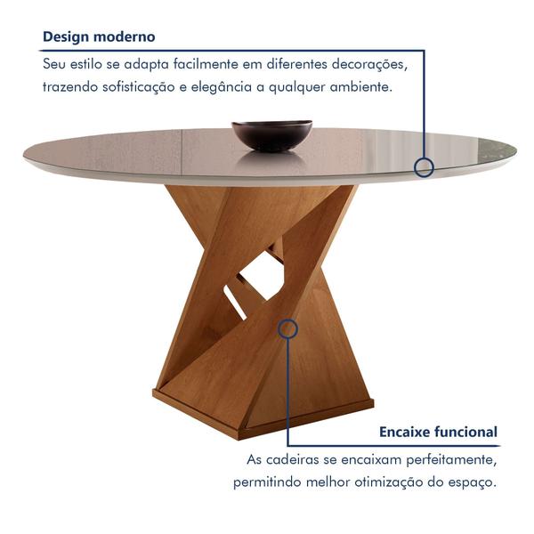 Imagem de Conjunto Mesa Redonda com Vidro e 4 Cadeiras Tampo Barcelona Yescasa