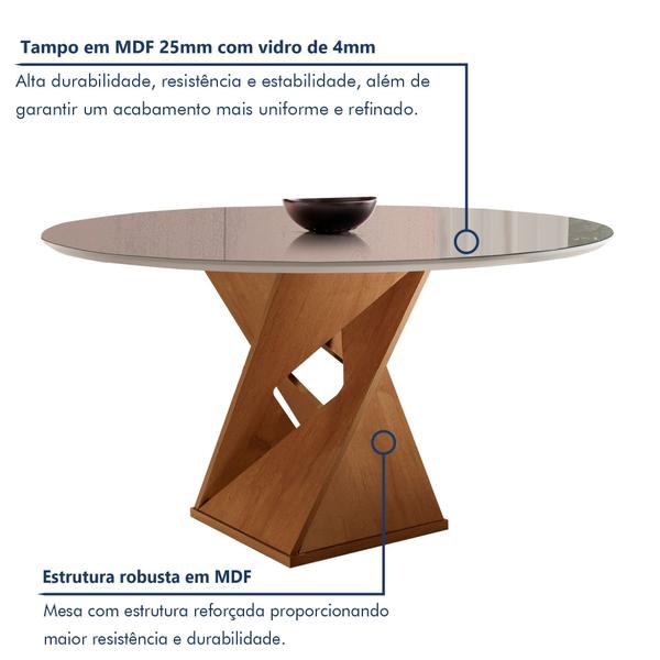 Imagem de Conjunto Mesa Redonda com Vidro e 6 Cadeiras Tampo 120cmx120cm Barcelona Yescasa