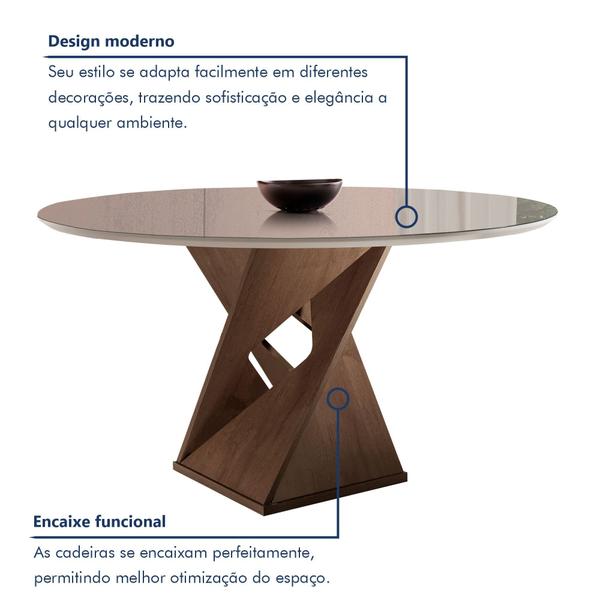 Imagem de Conjunto Mesa Redonda com Vidro e 6 Cadeiras Tampo 120cmx120cm Barcelona Yescasa