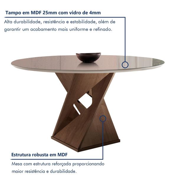 Imagem de Conjunto Mesa Redonda com Vidro e 6 Cadeiras Tampo 120cmx120cm Barcelona Yescasa