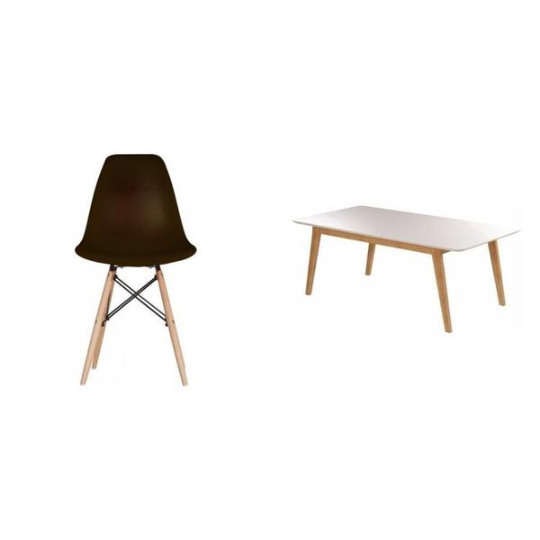 Imagem de Conjunto Mesa Retangular Vidro/MDF com 6 Cadeiras Eames PP