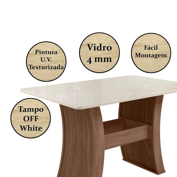 Imagem de Conjunto Mesa Sala de Jantar 6 Cadeiras 1,35m Eslovenia Amêndoa