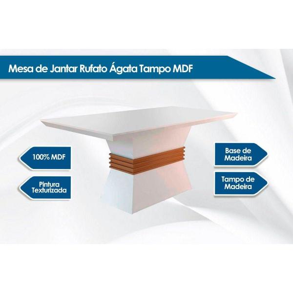 Imagem de Conjunto: Mesa Sala Jantar Ágata c/ Tampo Madeirado Canto Reto 180cm + 6 Cadeiras Imperatriz Imbuia/Creme - Rufato