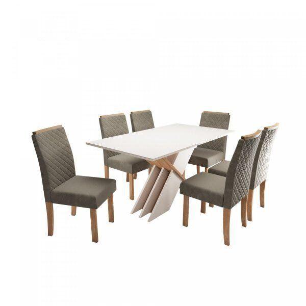 Imagem de Conjunto Mesa Sarah Vidro com 6 Cadeiras Elegance Sonetto Móveis