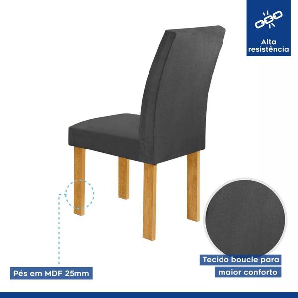 Imagem de Conjunto Mesa Stella Ripada 120cm com 4 Cadeiras Canela Tampo Smart Plus com Vidro