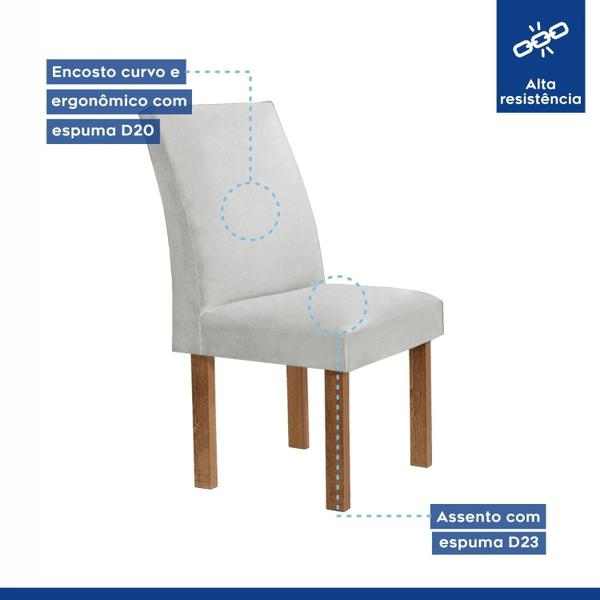 Imagem de Conjunto Mesa Stella Ripada 170cm com 6 Cadeiras Canela Tampo Smart Plus com Vidro