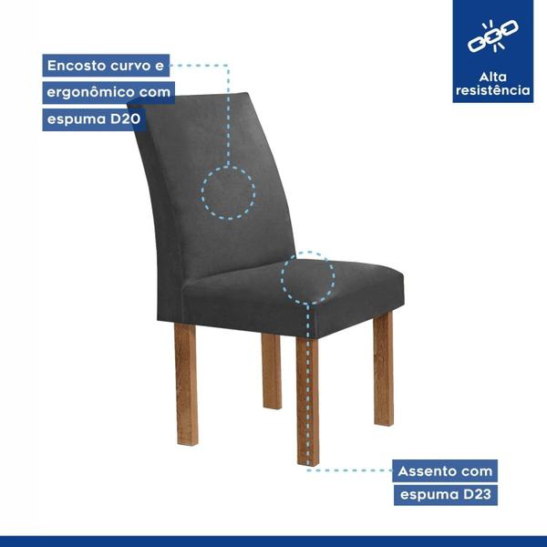 Imagem de Conjunto Mesa Stella Ripada 170cm com 6 Cadeiras Canela Tampo Smart Plus com Vidro