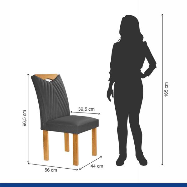 Imagem de Conjunto Mesa Stella Ripada 170cm com 6 Cadeiras Stella Tampo Smart Plus com Vidro