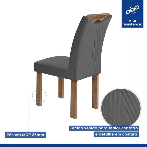 Imagem de Conjunto Mesa Stella Ripada 170cm com 6 Cadeiras Stella Tampo Smart Plus com Vidro