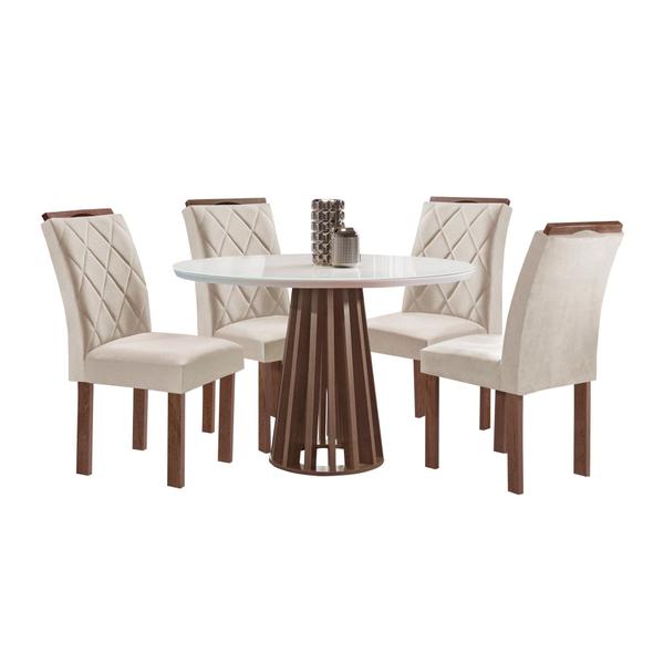 Imagem de Conjunto Mesa Tampo Redondo Plus Vidro Kansas 100cm 4 Cadeiras Arthus