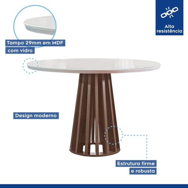 Imagem de Conjunto Mesa Tampo Redondo Plus Vidro Kansas 100cm 4 Cadeiras Arthus