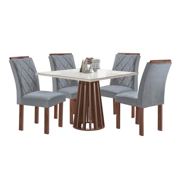 Imagem de Conjunto Mesa Tampo Slim Plus Vidro Kansas 100cmx100cm 4 Cadeiras Arthus