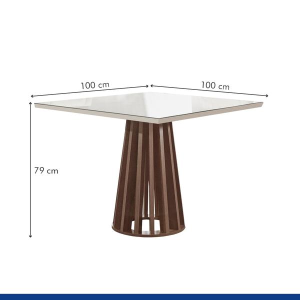 Imagem de Conjunto Mesa Tampo Slim Plus Vidro Kansas 100cmx100cm 4 Cadeiras Canela