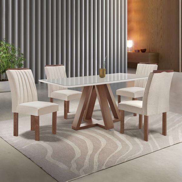 Imagem de Conjunto Mesa Tampo Smart Plus Vidro Kyra 120cmx90cm 4 Cadeiras Arizona