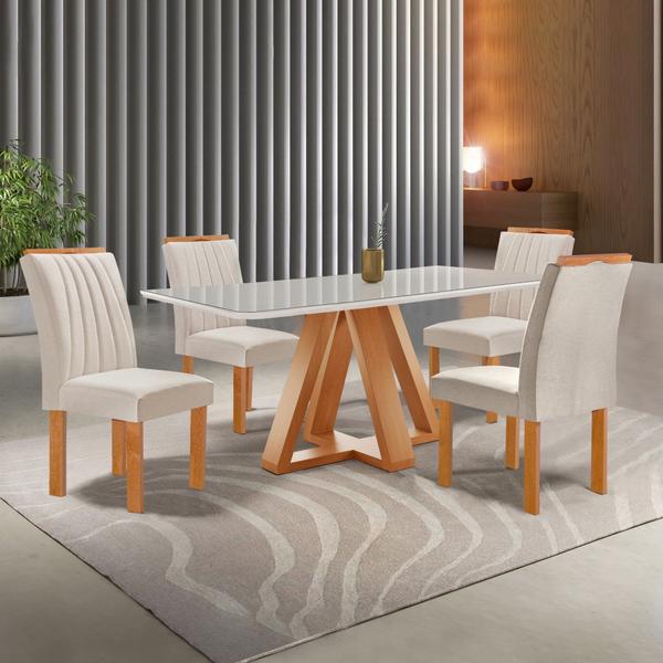 Imagem de Conjunto Mesa Tampo Smart Plus Vidro Kyra 120cmx90cm 4 Cadeiras Arizona