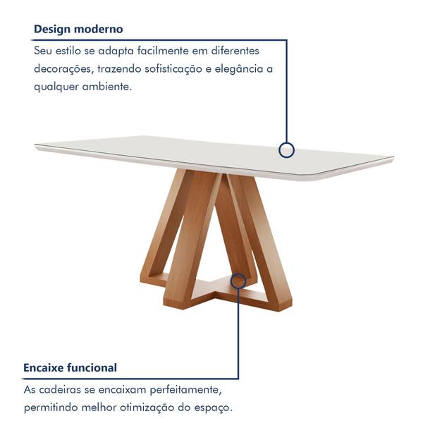 Imagem de Conjunto Mesa Tampo Smart Plus Vidro Kyra 120cmx90cm 4 Cadeiras Arizona