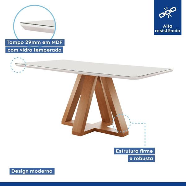 Imagem de Conjunto Mesa Tampo Smart Plus Vidro Kyra 120cmx90cm 4 Cadeiras Canela