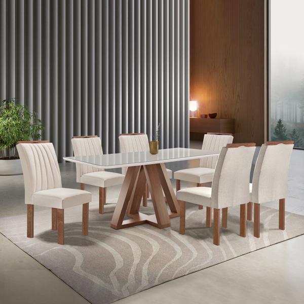 Imagem de Conjunto Mesa Tampo Smart Plus Vidro Kyra 170cmx90cm 6 cadeiras Arizona