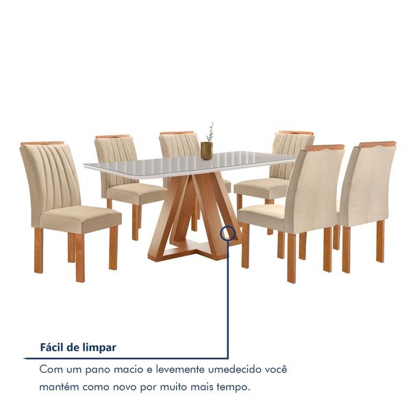 Imagem de Conjunto Mesa Tampo Smart Plus Vidro Kyra 170cmx90cm 6 cadeiras Arizona