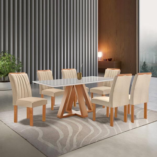 Imagem de Conjunto Mesa Tampo Smart Plus Vidro Kyra 170cmx90cm 6 cadeiras Arizona