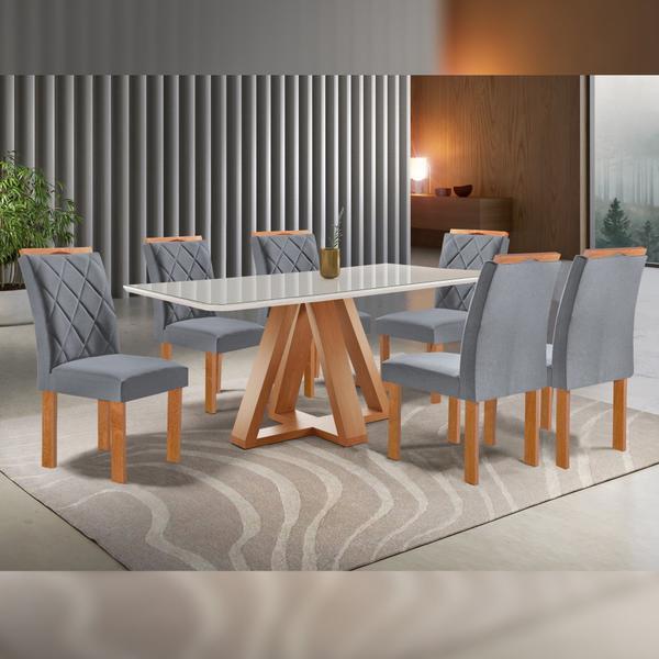 Imagem de Conjunto Mesa Tampo Smart Plus Vidro Kyra 170cmx90cm 6 Cadeiras Arthus