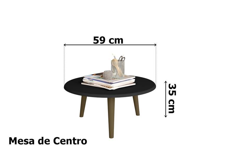 Imagem de Conjunto Mesas De Apoio/Centro/Lateral Brilhantes Preto Fosco  Bechara Móveis