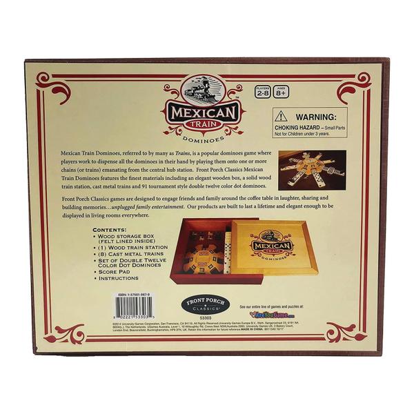 Conjunto Mexican Train Domino Set Front Porch Classics Wood Box Imagem de Conjunto Mexican Train Domino Set Front Porch Classics Wood Box