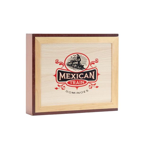 Conjunto Mexican Train Domino Set Front Porch Classics Wood Box Imagem de Conjunto Mexican Train Domino Set Front Porch Classics Wood Box